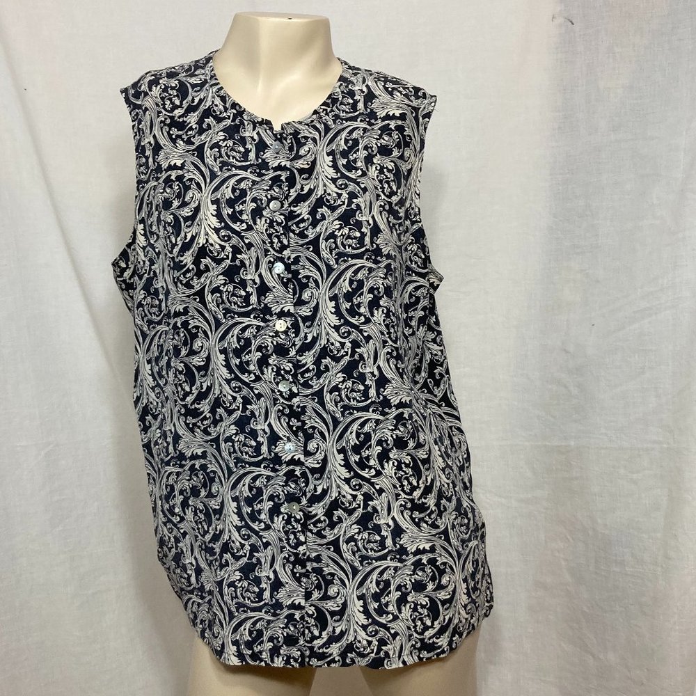Women’s vintage 90s silk top rococo baroque vintage blue large Grace Chemise